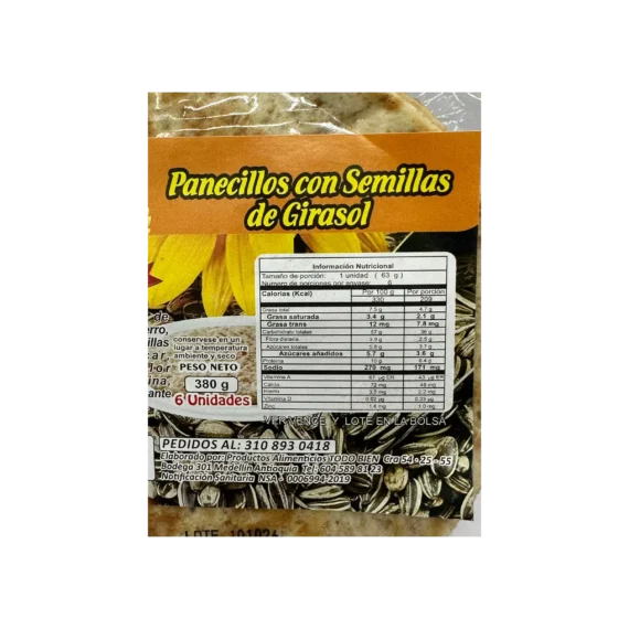 Panecillos con Semillas de Girasol Todo Bien x 6 und x 380 g - Imagen 2