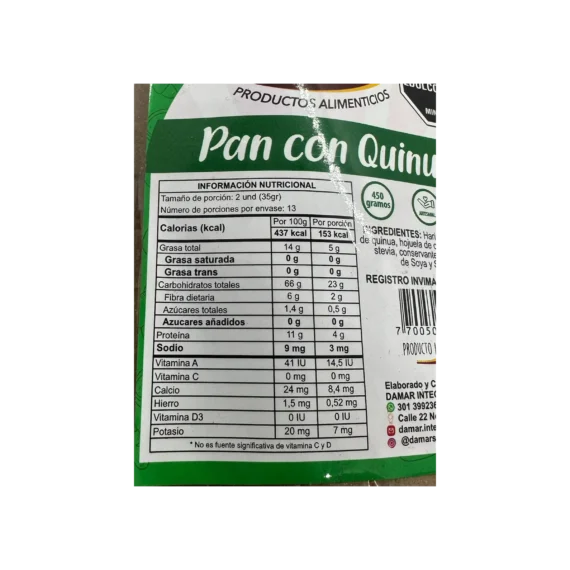 Pan con Quinua DaMar x 450 g - Imagen 2