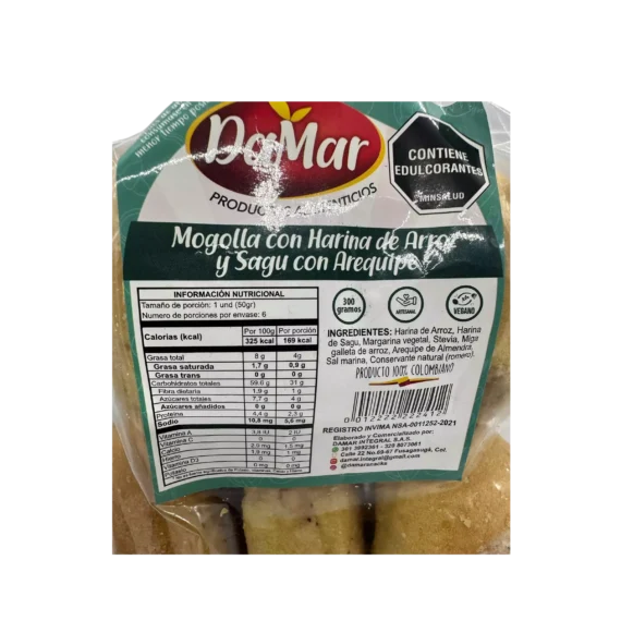 Mogolla con Harina de Arroz y Sagu con Arequipe DaMar x 300 g - Imagen 2